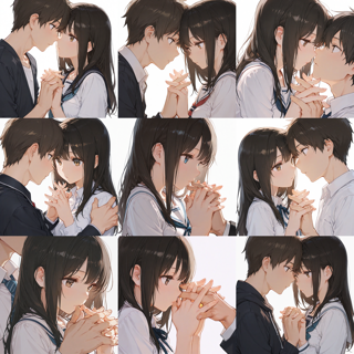 Nova Anime Flat v2.0 - 恋人繋ぎで手をつなぐプロンプト・画像生成結果:画像5