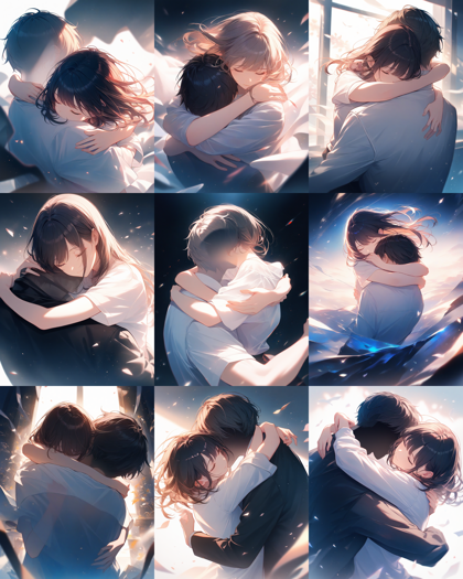 Animagine XL v4.0 opt - 抱き合っているシーンで手前の人物が透明になる表現のプロンプト:画像3