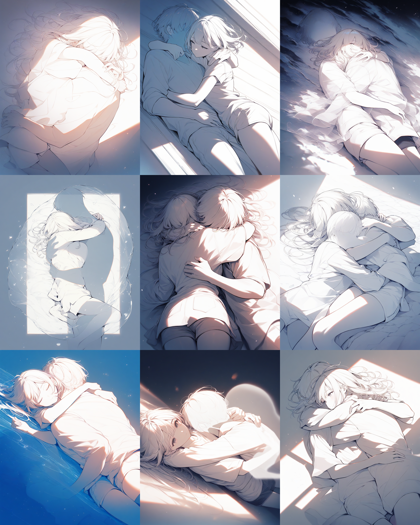 Animagine XL v4.0 opt - 抱き合っているシーンで手前の人物が透明になる表現のプロンプト:画像7