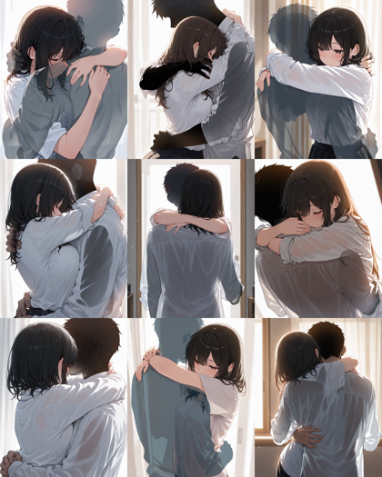 Hakushi Mix v1.3 - 抱き合っているシーンで手前の人物が透明になる表現のプロンプト:画像4