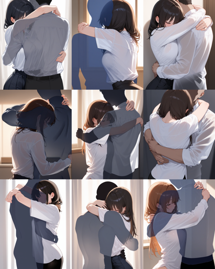 WAI-NSFW-illustrious-SDXL v14.0 - 抱き合っているシーンで手前の人物が透明になる表現のプロンプト:画像1