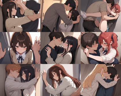 WAI-NSFW-Illustrious v15.0 - 壁ドンのポーズを表現するプロンプトと画像生成結果:画像1