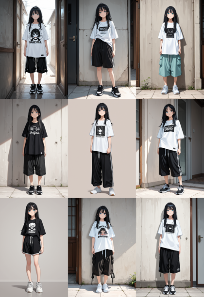 Kawaii Realistic Manga Mix v0.2 - ひざ丈程度の長さのパンツを表現するプロンプト、画像生成結果:画像12