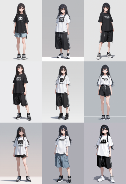 Prefect illustrious XL v3 - ひざ丈程度の長さのパンツを表現するプロンプト、画像生成結果:画像9