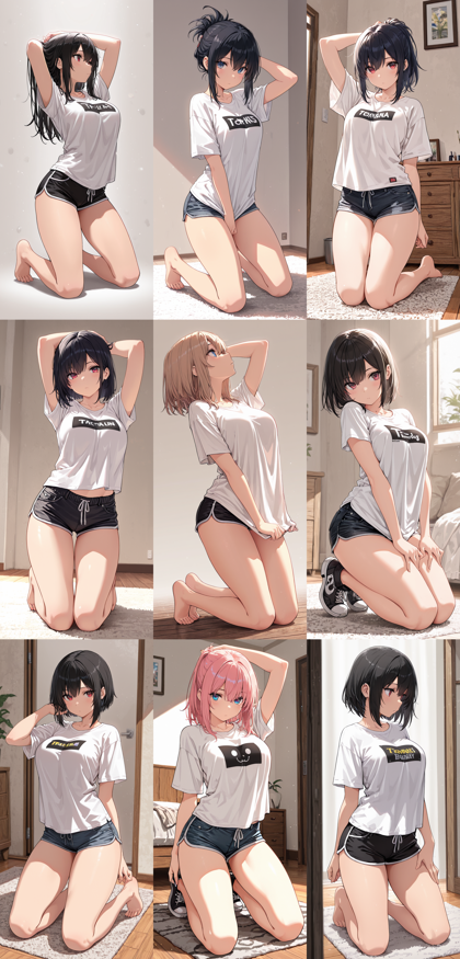 HakushiMix v1.41 - 膝立ちするポーズのプロンプト、画像生成結果:画像5