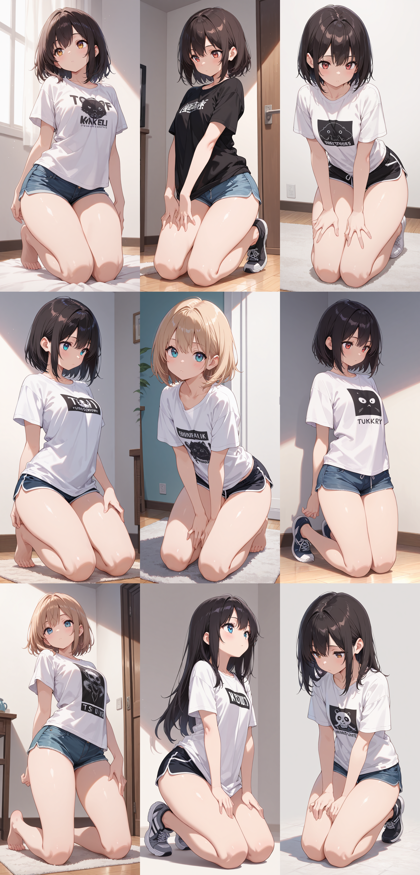 HDA Rainbow Illus Mix v1.3 - 膝立ちするポーズのプロンプト、画像生成結果:画像6