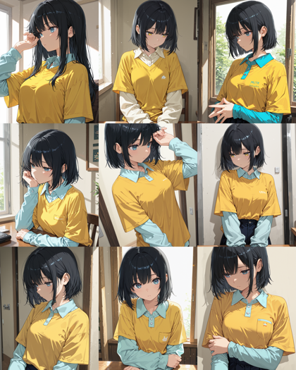 AlcAI - AnimeHaven Awakening - v30 - 長袖のシャツの上に半袖のシャツを着ているキャラクターを表現するプロンプト、画像生成結果:画像13