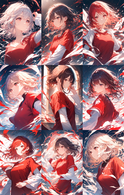 Animagine XL 4.0 opt - 長袖のシャツの上に半袖のシャツを着ているキャラクターを表現するプロンプト、画像生成結果:画像3