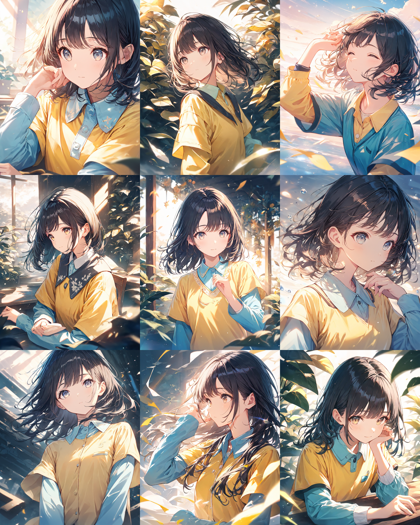 Animagine XL 4.0 opt - 長袖のシャツの上に半袖のシャツを着ているキャラクターを表現するプロンプト、画像生成結果:画像11