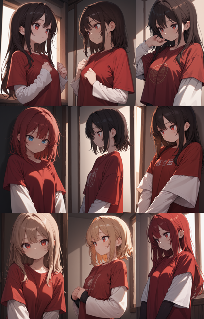 boleromix v8.15 - 長袖のシャツの上に半袖のシャツを着ているキャラクターを表現するプロンプト、画像生成結果:画像8