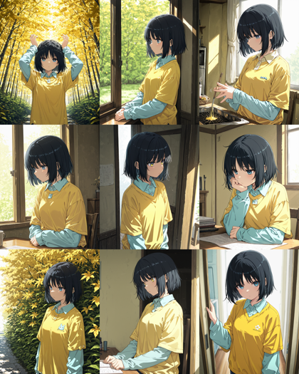 Hakushi Mix v1.41 - 長袖のシャツの上に半袖のシャツを着ているキャラクターを表現するプロンプト、画像生成結果:画像14