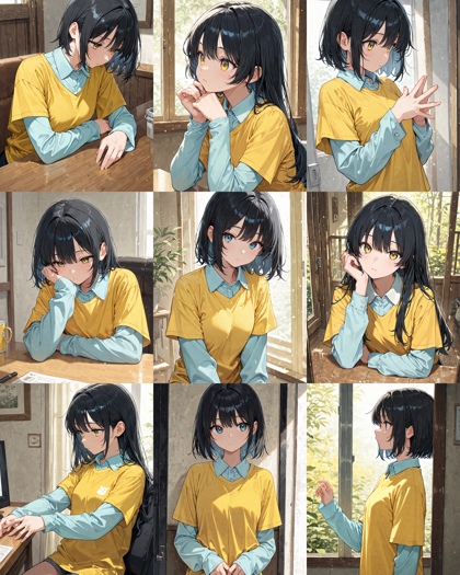 Nova Anime XL v13.0 - 長袖のシャツの上に半袖のシャツを着ているキャラクターを表現するプロンプト、画像生成結果:画像10