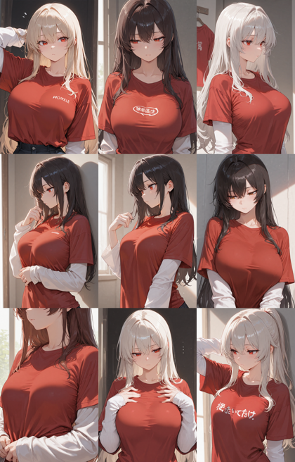 Prefect illustrious XL v4.0 - 長袖のシャツの上に半袖のシャツを着ているキャラクターを表現するプロンプト、画像生成結果:画像4