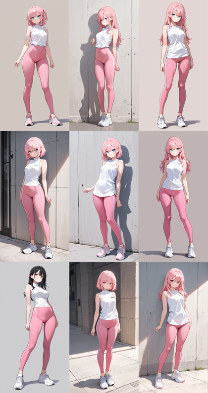 Prefect illustrious XL v7.0 - レギンス (脚にフィットする伸縮素材のボトムス) を表現するプロンプト、画像生成結果:画像3