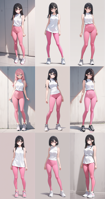 WAI-illustrious-SDXL v16.0 - レギンス (脚にフィットする伸縮素材のボトムス) を表現するプロンプト、画像生成結果:画像1