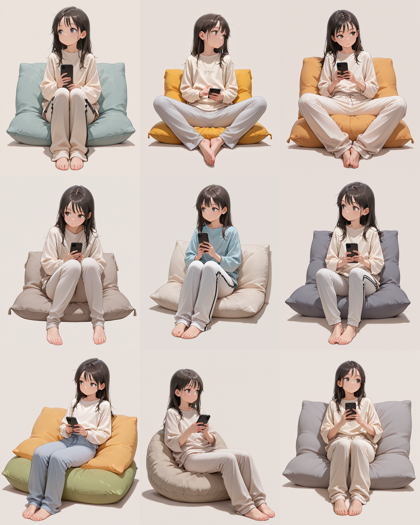 Dvine v8.2 - 本来の視線とは別の方向を向いているポーズを作成するプロンプト、画像生成結果:画像7