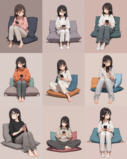 WAI-illustrious-SDXL v15.0 - 本来の視線とは別の方向を向いているポーズを作成するプロンプト、画像生成結果:画像1