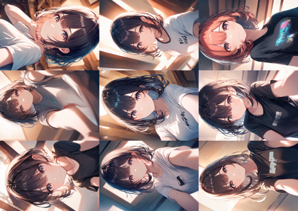 Animagine XL v4.0 opt - 上からのぞき込まれているシーンを表現するプロンプト、画像生成結果:画像1