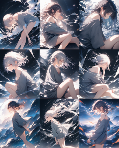 Animagine XL v4.0 opt - ゆとりのある服、ぶかぶかの服を表現するプロンプトと画像生成結果:画像1