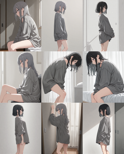 HakushiMix v1.3 - ゆとりのある服、ぶかぶかの服を表現するプロンプトと画像生成結果:画像4