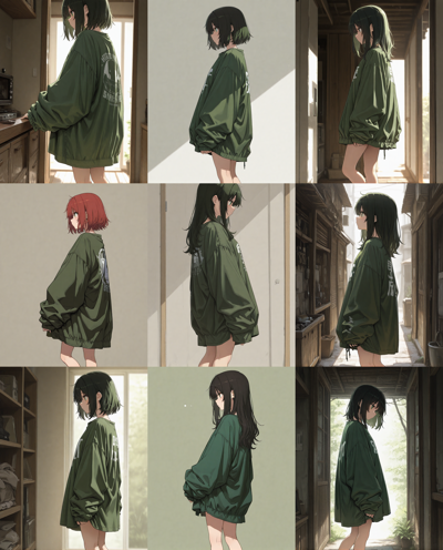 HakushiMix v1.3 - ゆとりのある服、ぶかぶかの服を表現するプロンプトと画像生成結果:画像8