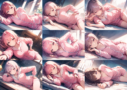 Animagine XL v4.0 opt - 寝そべる、横たわるポーズを表現するプロンプト、画像生成結果:画像7