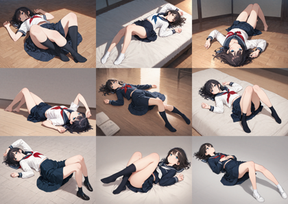 Nova Anime XL v9.0 - 寝そべる、横たわるポーズを表現するプロンプト、画像生成結果:画像3