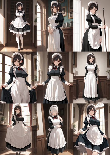 Nova Anime XL v18.0 - メイド服を表現するプロンプト、画像生成結果:画像2