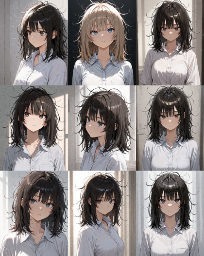 Nova Anime XL v12.5 - 寝癖、ぼさぼさ頭を表現するプロンプト、画像生成結果:画像5