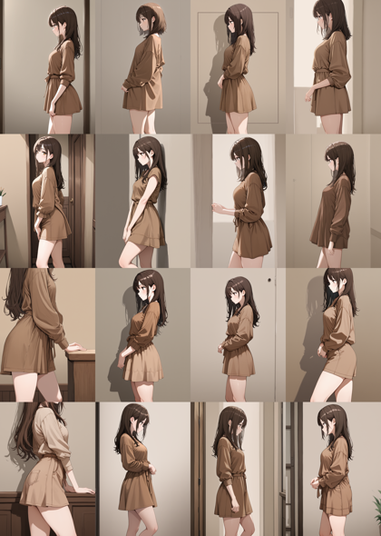 WAI-illustrious-SDXL v15.0 - キャラクターの体の向き(正面、横向き、斜めから)を指定するプロンプト、画像生成結果:画像5