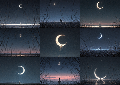 Nova Anime XL v13.0 - 満月、三日月、月を描画するプロンプト、画像生成結果:画像8