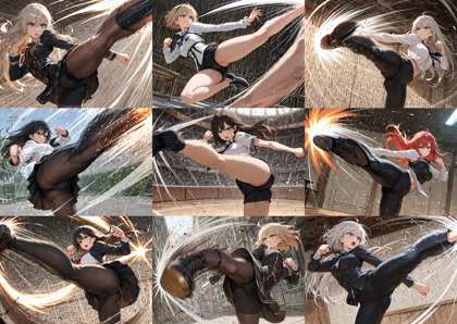 Nova Anime XL v13.0 - 手足、体が動いている様子を表現、漫画的に表現するプロンプト:画像5