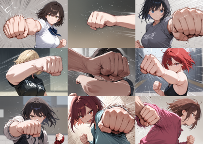 WAI-illustrious-SDXL v15.0 - 手足、体が動いている様子を表現、漫画的に表現するプロンプト:画像1