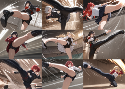 WAI-illustrious-SDXL v15.0 - 手足、体が動いている様子を表現、漫画的に表現するプロンプト:画像4