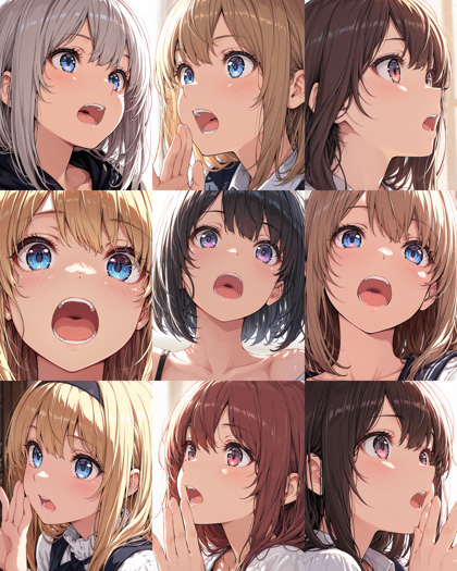 Hakushi Mix v1.41 - 開いた口、閉じた口を表現するプロンプト、画像生成結果:画像5