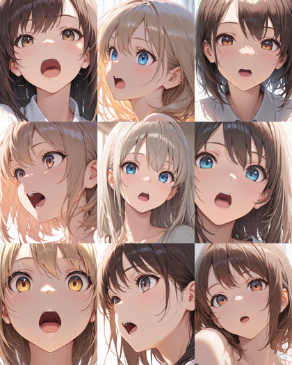 WAI-illustrious-SDXL v16.0 - 開いた口、閉じた口を表現するプロンプト、画像生成結果:画像1