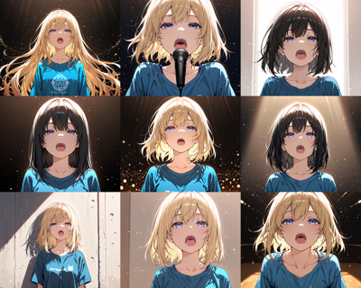 HakushiMix v1.41 - 口を縦に開く表情を表現するプロンプトと画像生成結果:画像10