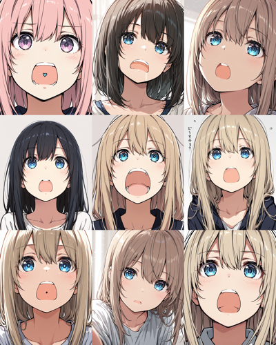 HakushiMix v1.41 - 口を縦に開く表情を表現するプロンプトと画像生成結果:画像13