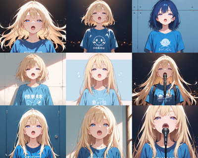 HDA Rainbow Illus Mix v1.3 - 口を縦に開く表情を表現するプロンプトと画像生成結果:画像11