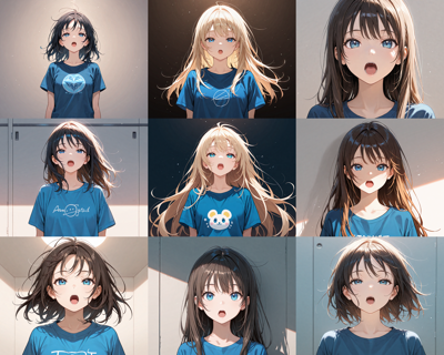 Nova Anime XL v9.0 - 口を縦に開く表情を表現するプロンプトと画像生成結果:画像9