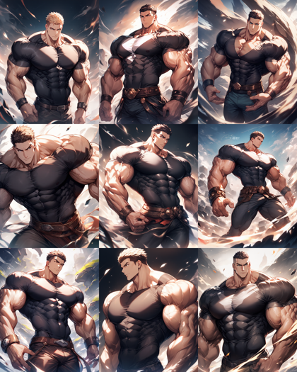 Animagine XL v4.0 opt - 筋肉質の体型 (ムキムキ体型)を表現するプロンプト、画像生成結果:画像3