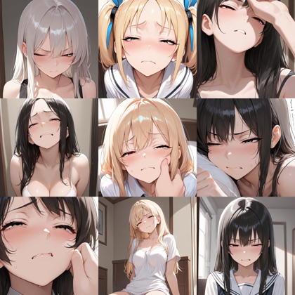 Hassaku XL v3.2 - 細目、目を細めた表情を表現するプロンプト、画像生成結果:画像4