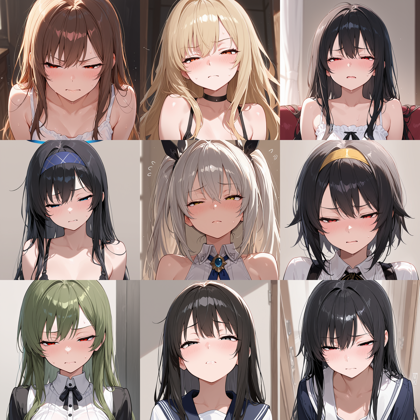 WAI-illustrious-SDXL v15.0 - 細目、目を細めた表情を表現するプロンプト、画像生成結果:画像1