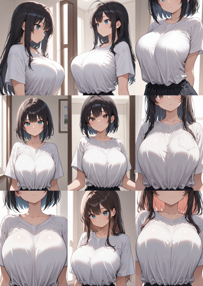 Nova Anime XL v14.0 - シャツで胸の谷間部分にしわができないようにするプロンプト、画像生成結果:画像4