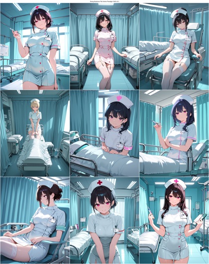 Diving-Illustrious Flat Anime Paradigm Shift v6.3 - ナース服、看護師のキャラクターを表現するプロンプト、画像生成結果:画像5