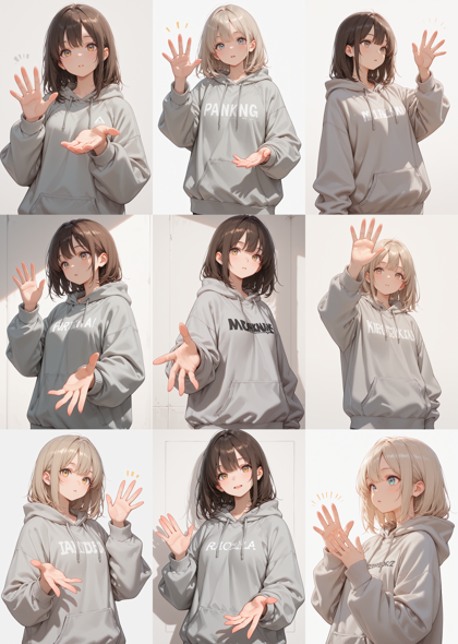 Mikomic Anime v2.0  - 手のひらを見せる、手のひらを広げるポーズを生成するプロンプト、画像生成結果:画像5