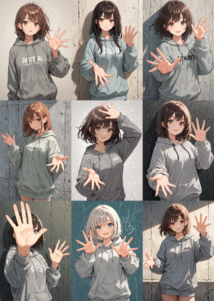 Nova Anime XL v13.0 - 手のひらを見せる、手のひらを広げるポーズを生成するプロンプト、画像生成結果:画像2