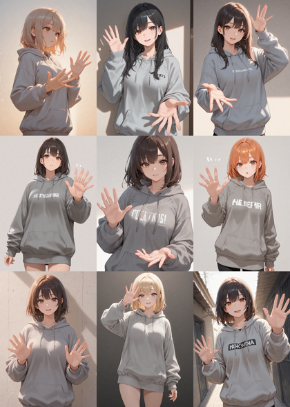 Prefect illustrious XL v4.0 - 手のひらを見せる、手のひらを広げるポーズを生成するプロンプト、画像生成結果:画像3