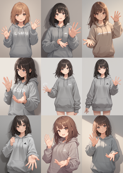 SteinIllustrious v16 - 手のひらを見せる、手のひらを広げるポーズを生成するプロンプト、画像生成結果:画像4