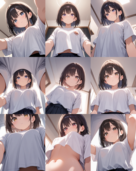 Zuki Anime Ill v5.0 - 上着の丈が短く、お腹の部分に隙間ができている衣類を表現するプロンプト:画像8